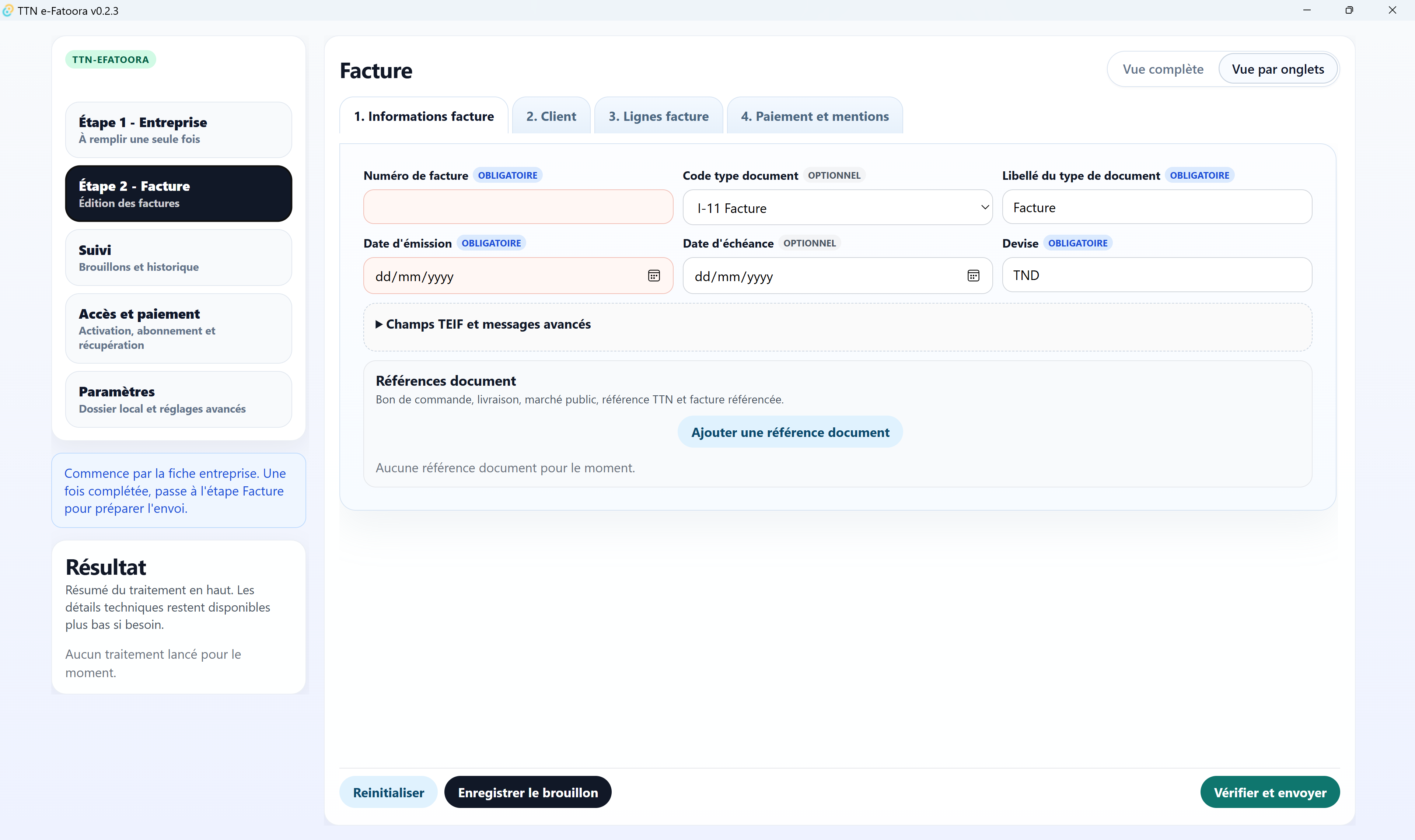 TTN e-Fatoora invoice creation screenshot